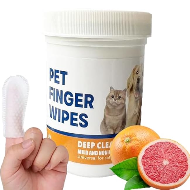 Pet Finger Wipes, Dog Ear Wipes for Dog Ear Infection Treatment, Gentle and Safe Pet Ear Cleaning Ear Cleaner for Allergies and Itching, Pet Dental Finger Wipes for Dogs and Cats, Furry Animals 50pcs-OvtrQdU0