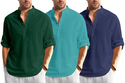 Image of Combo of Men Solid Cotton Blend Straight Kurta Shirt Pack of 2