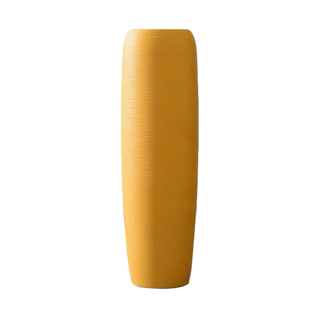 asdchZen Modern Simple Solid Color Ceramic Large Vase Living Room Porch Flower Arrangement Decoration Handmade Floor Vas Yellow Dried Flower Vase