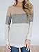 Minthunter Women's Long Sleeve Color Block Cute Shirt Round Neck Casual Tops White