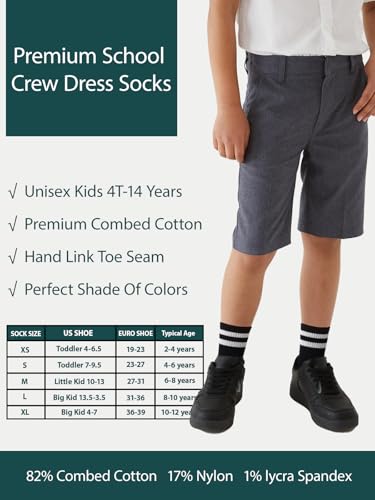 Image of COTTON DAY Unisex School Kids Boys Girls Soft Combed Cotton Athletic Socks