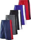 Liberty Imports Pack of 5 Men's Athletic Basketball Shorts with Pockets Mesh Quick Dry Activewear (X-Large, Edition 1)