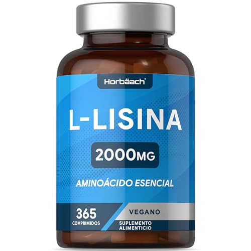 L-Lisina 1000 mg por comprimido | Hasta un año de suministro - 365 Comprimidos Veganos | Fermentación vegetal | Suplemento de Lysine con aminoácidos esenciales | Horbaach