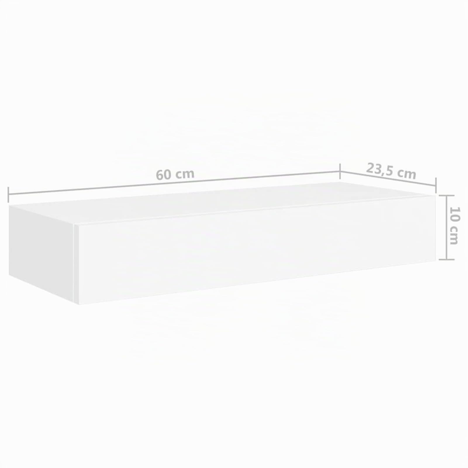 Homgoday Mensola con cassetto da parete in MDF bianco, 60 x 23,5 x 10 cm, mensola da parete galleggiante con cassetti, armadio di stoccaggio, per corridoio, soggiorno, camera da letto, cucina