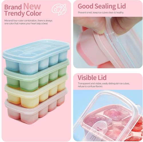 Image of Pack of 3 NEXVEU Silicon ICE Cube Tray with LID, 24 Big Cavity, Flexible, Easy Release, LFGB Certified Ice Mold Dishwasher Safe, Durable & Reusable Ice Maker Mold for All Types of Drinks & Water