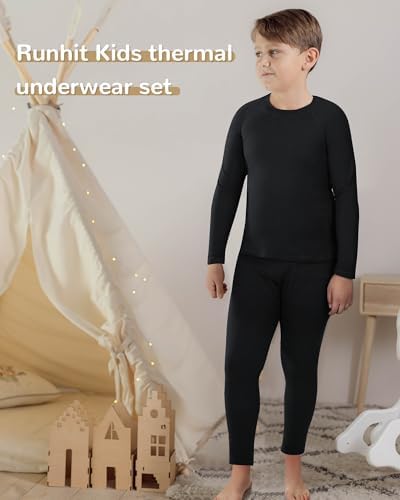 Runhit Boys Thermal Underwear Set Youth Kids Long Johns Boy Base Layer Soft Thermal Pants Fleece Lined Long Sleeve Shirt 6 41fl28cs0QL. AC