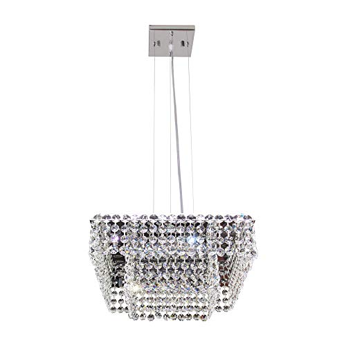 Pendente Milano Quadrado 6 Luzes LLUM Bronzearte Milano Bivolt Transparente