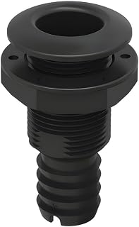 SEAFLO Thru Hulls Fitting Thru-Hull with Check Valve, 5/8”, 3/4”, 1”, 1-1/8”, 1-1/4”, 1-1/2”, or 2” Sizes, White/Black, Polypropylene/Nylon, 4-Year Warranty, (Choose Color, Size, and Pack Size)