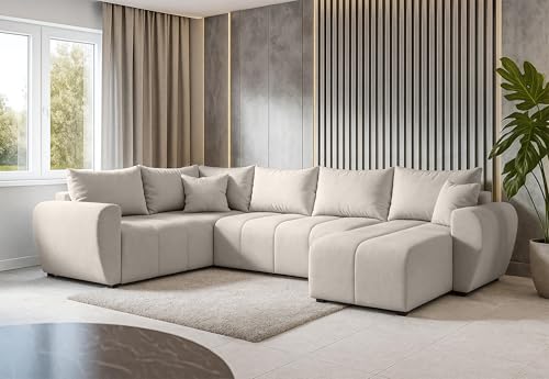 AXLIVING Malatya U XL Wohnlandschaft U Form XXL Ecksofa Beige 303cm L