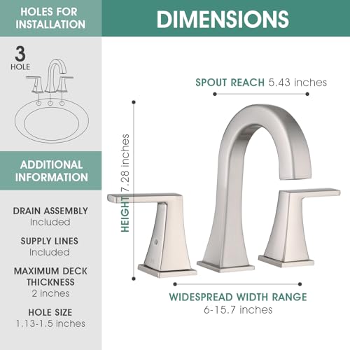 Bathroom-Faucets-for-Sink-3-Hole-2-Handle-Widespread-Bathroom-Sink-Faucet-with-Pop-up-Drain-and-Water-Supply-Lines-Stainless-Steel-Faucet-for-Bathroom-Vanity-Farmhouse-Sink-Brushed-Nickel Bathroom Faucets for Sink 3 Hole 2 Handle Widespread Bathroom Sink Faucet with Pop up Drain and Water Supply Lines Stainless Steel Faucet for Bathroom Vanity Farmhouse Sink Brushed Nickel