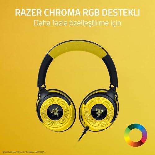 Razer Kraken V4 X Pokémon Edition - Kablolu USB Oyun Kulaklığı - TriForce 40mm Sürücüler - Geri Çekilebilir Kardioid Mikrofon - Surround Ses - Chroma RGB - PC ve konsol için | Pokémon Kanto - Görsel 7