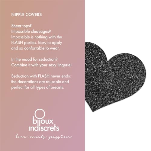 Image of Bijoux Indiscrets FLASH Pasties - Glitter Reusable Nipple Covers for Women - Self-Adhesive Body Jewelry for Any Occasion