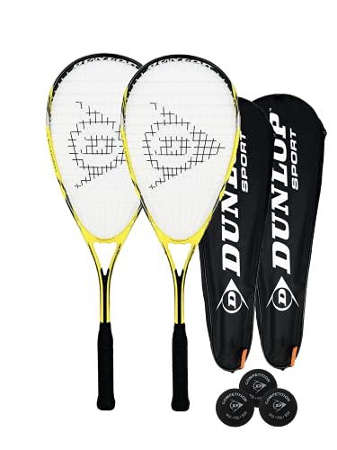 Racketworld Dunlop Nanomax Lite Ti - Juego de raquetas de squash, incluye fundas y 3 pelotas de squash