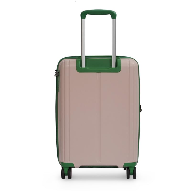 Image of United Colors of Benetton Mid Hard Luggage Emerald Plus - Baby Pink | Check-in Trolley Bag with TSA Lock | 360 Spinner Double Wheels | Telescopic Handle | PC Shell Suitcase | 65cm | 82L Capacity