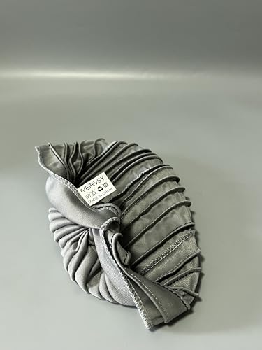 IVEIRVSY Headwear, Head Beanie Cover Twisted Pleated Headwrap Hair Cover Beanie Hats for Women Girls Grey2