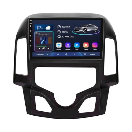 Radio de coche con pantalla táctil Android 14 de 9 pulgadas 2 DIN para Hyundai i30 2007-2012 con controles de volante CarPlay y Android, navegación GPS, cámara de respaldo AHD Bluetooth (B,YS60 (8+