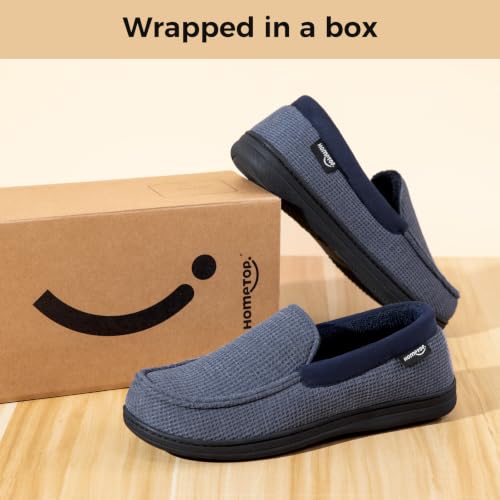 HomeTop Mens Comfort Memory Foam Moccasin Slippers Demin Blue,9 US by HomeTop - Used condition - Image 6