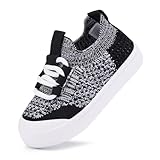 BMCiTYBM Baby Shoes Boys Girls Barefoot First Walking Shoes Breathable Mesh Walker Sneakers Tennis Outdoor Indoor Slip On 18-24 Months Toddler Black Size 6 Toddler