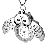 Abaodam Orologio da Tasca Gufo Retrò Argento, Creativo e Decorativo, Regalo Vintage per Uomo, Accessorio D’epoca Dettagli a Mezzaluna per Uso Quotidiano e Outfit Elegante