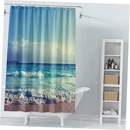 Rideau de salle de bain vague marine et plage pour douche moderne - 5