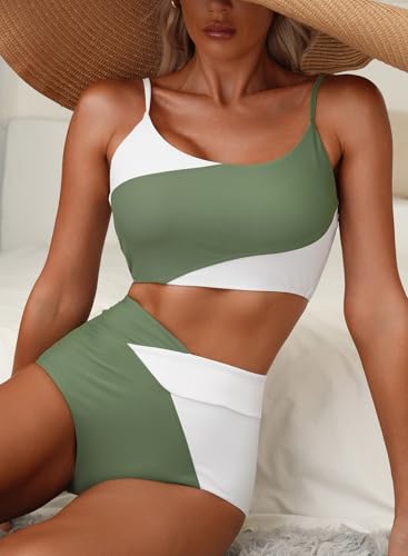 Herseas Women 2 Piece High Waisted Bestselling Bikini Color Block Swimsuit 2025 Summer Beach Bathing Suits3