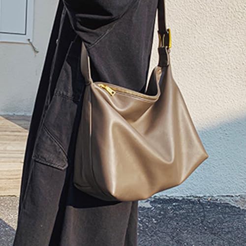 Image of I IHAYNER Large Crossbody Bag for Women Stylish Leather Hobo Shoulder Purse Casual Messenger Bag, Grey