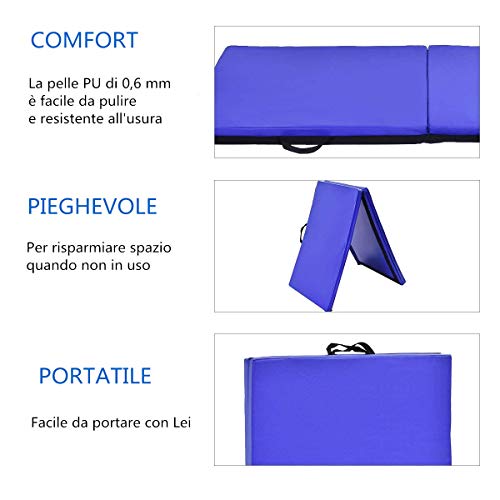 COSTWAY Tappetino Yoga Pieghevole e Portatile