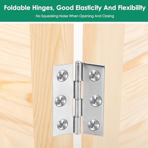 30 Stück Scharniere Klappbar, 44mm× 32mm Scharnier Edelstahl, Mini Scharniere, Scharniere Für Schranktüren, Holztüren, Möbelscharniere, Türscharniere mit Kreuzschraubendreher & 180 Stück Schrauben