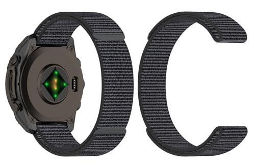 GIOPUEY Nylon Correas Compatible con Garmin Quaitx 3, Transpirable Sport Correa Loop Deportiva de Nylon Trenzado, Mujer Hombres - Grey