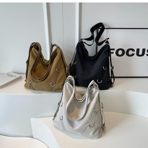 Image of Tote Bag for Women,Canvas Tote Bag with Zipper, Retro Large Capacity Casual Shoulder Handbags with Inner Pockets