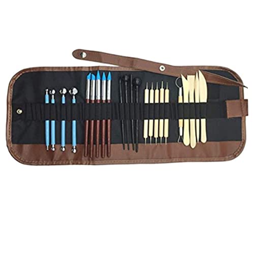 Angoily 24PCS Clay Sculpting Tools with Rolling Bag Versatile Modeling Tools for Pottery Art Projects and DIY Crafts Durable Easy to Use for Shaping and Smoothing
