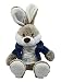 CreaDesign, Kuscheltier Plüschtier Hase Elvis Hase, mit Name, braun, 45 cm, kuschelweich, mit Jeanshemd und Shirt