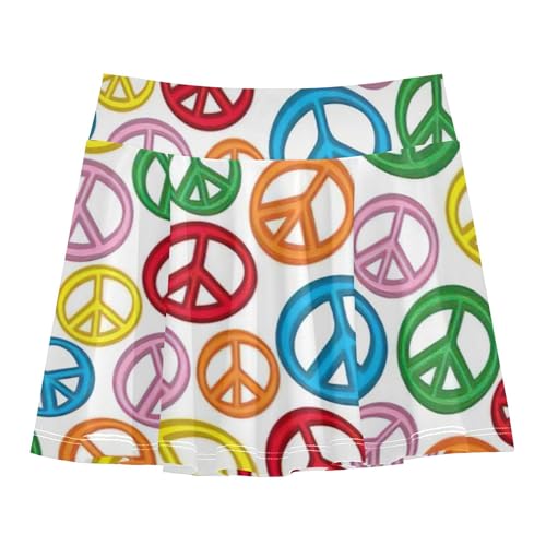 Joisal Girls Skorts Athletic Shorts Colorful Peace Sign Tennis Skirts Kids Neon School Skirt 3-4t