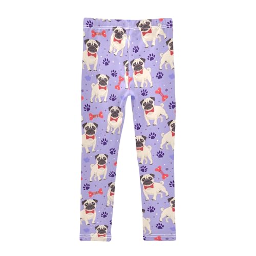 Girls' Athletic Leggings Ankle Length Yoga Dance Pants Kids Teen 4T Dog Bones Paw Prints2