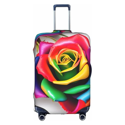Housse élastique pour valise évite rayures et salissures motif rose arc-en-ciel blanc M