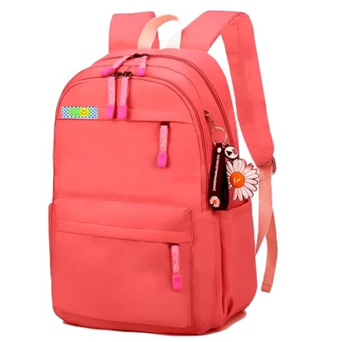 Mochila Escolar Juvenil Espaçosa Alça Reforçada Acolchoada Bolsa Impermeavel Notebook Viagem Faculdade Anti Furto Leve (Goiaba)