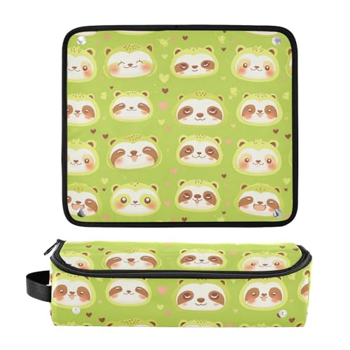 Bolsa de viaje para herramienta de cabello con diseño de perezoso verde y tapete resistente al calor para planchas y rizadores miniatura 3
