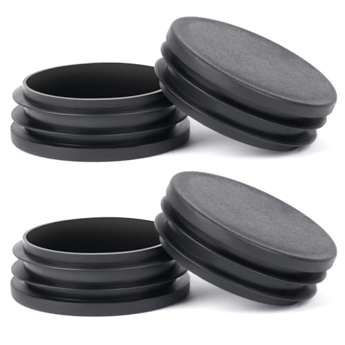 OSDUE Round Plastic End Caps, 4PCS 50mm Black Plastic Plug, Non-Slip Furniture Feet Pads, Table Foot Cover Caps Floor Protectors for Bed Chair Sofa Table Shelf（1.97”）