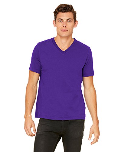 Bella+Canvas Comfortable V-Neck Soft Fitted Jersey T-Shirt, Team Purple, X-Large