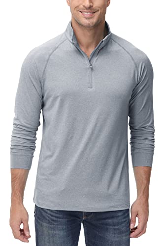 TACVASEN Mens Gym Tops Quick Dry Long Sleeve T Shirts UPF50+ Shirts Running Top for Workout Thin Light Grey,M - Image 3