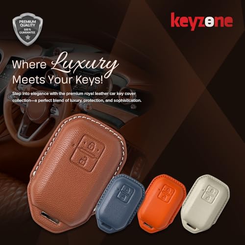 Image of Keyzone Royal Leather Key Cover for Victoris, Swift, DZire, Baleno, Ertiga, Grand Vitara, Brezza, Fronx, Jimny XL6, Ignis, Glanza, Urban Cruiser Hyryder, Rumion 2 Button smart Key (Sunset Orange)
