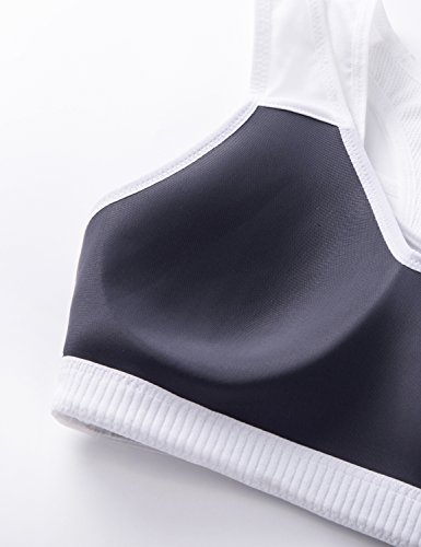 Image of SYROKAN Women's Double Straps Racerback Sports Bra | High Impact, Mesh Racerback, One-Piece Molded Cups, Wireless, Front Mesh Panel, Full Coverage