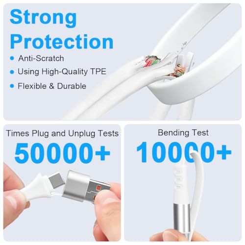 Image of Verilux Car Charger Cable 3 in 1 Fast Charger, PD 100W Retractable Car Cable with USB A /C to USB C /Lighting /Micro, 480Mbps Data Transfer for iPhone 17 /16 /15 /14, Galaxy S24 /S23, Android, Laptop, White