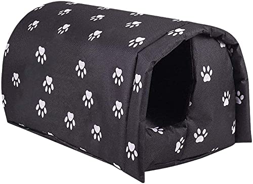 屋外ペットハウス ペットハウス 犬小屋 猫小屋 犬 猫 防水 防水犬 クッション付き 耐候性 防風 防寒 保温 折りたたみソフトケージ ドーム型 (M,ブラック)