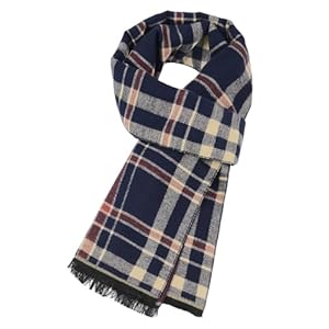 Zando Mens Winter Scarf Long Soft Plaid Tassel Scarf for Men Shawl Neck Wrap Classic Scarves