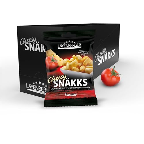 Layenberger Cheesy Snäkks - Käse Snack, viel Eiweiß und wenig Kohlenhydrate, 10er Pack (10 x 35 g) - Tomato
