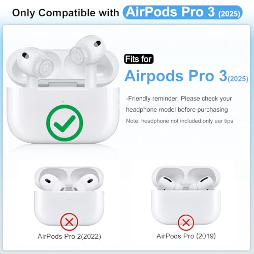 Image of Replacement Ear Tips Compatible with AirPods Pro 3 (2025), Superior Comfort, Enhanced Noise Cancellation, Secure Fit, Better Sound, Highly Durable (S /M /L, Clear)