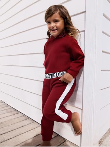 Image of Toddler Kid Girls Clothes Ribbed Color Block Long Sleeve Hoodie Sweatsuit Set Fall Outfits