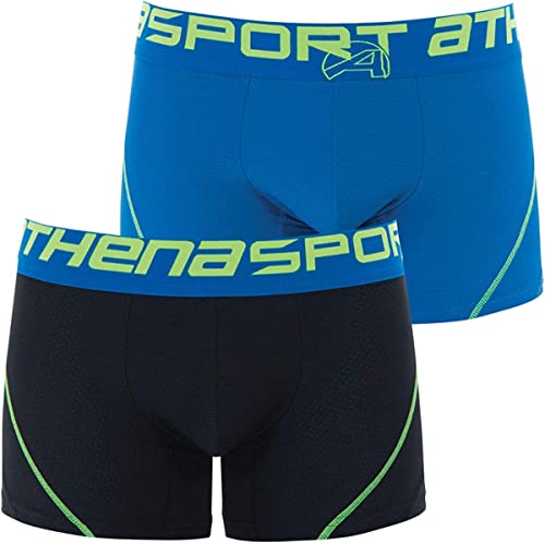 ATHENA - Lot de 2 Boxers Homme Air Performance - Taille : 5 - Couleur : Noir-Bleu