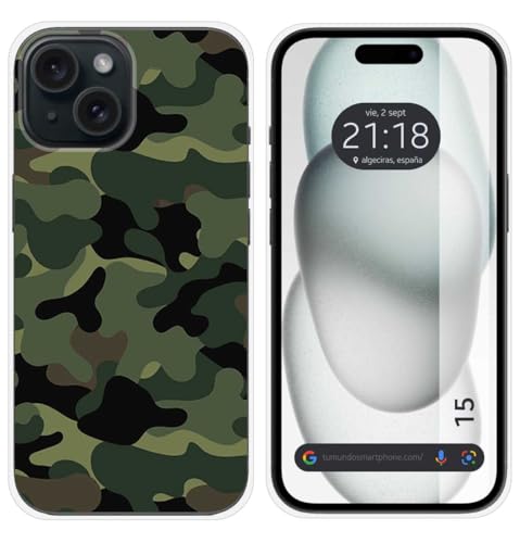 Tumundosmartphone Cover Silicone Compatibile Con Iphone 15 (6.1) Disegno Mimetico Disegni